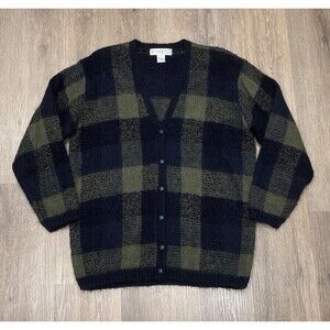 Vintage Dress Barn Cardigan Large Mohair Blend Grunge Blue Green Academia